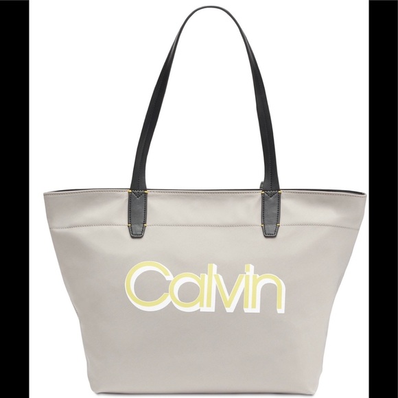 Calvin Klein Handbags - Calvin Klein Beige Nylon Tote Bag - Modern, Lightweight, and Stylish